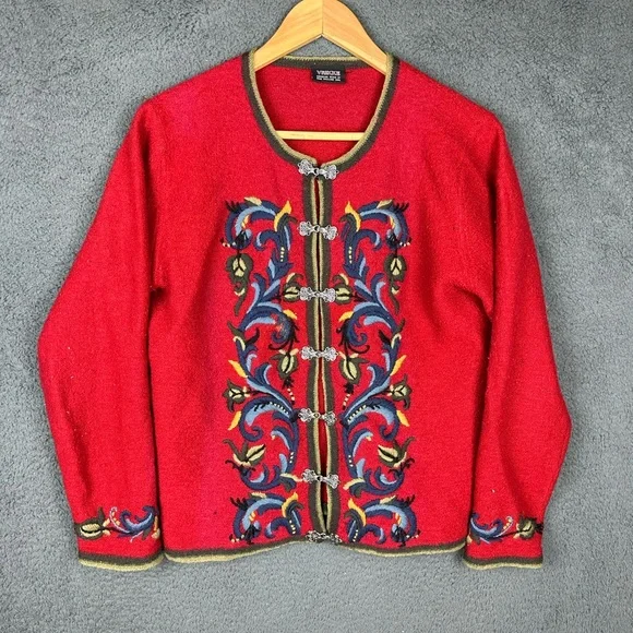 Vrikke Red Wool Waistcoat Women’s Small Irene Haugland Zahl 100% Wool - Picture 1 of 6